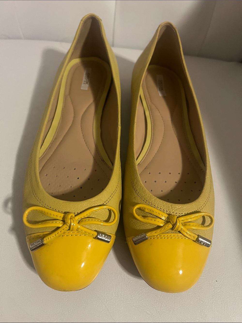 GEOX Yellow Women's Bow Ballet Flats - Comfortable Everyday Style